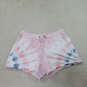 Members‎ Mark Shorts Womens Large Tie Dye White Pink Blue Comfort Pull On Lounge